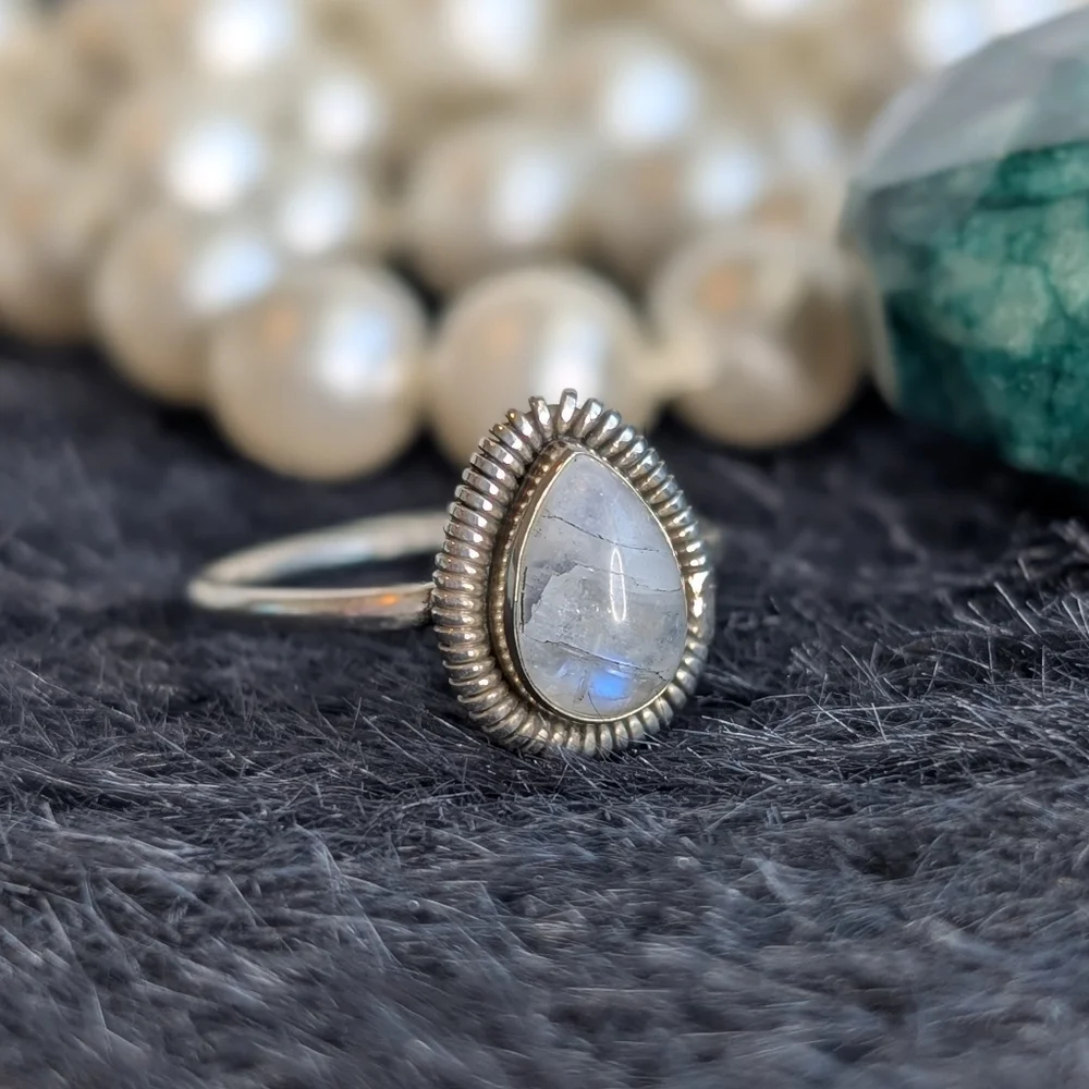 Sterling Moonstone Ring 7.5 - Everyday 925 Silver Jewelry